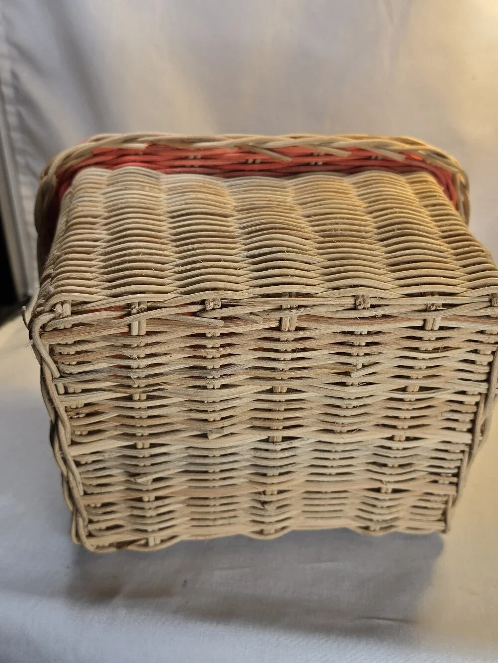 Vintage Wicker Christmas House Basket Holiday Cottage Decor Village Large 18”